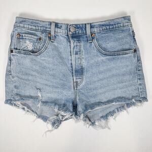 Levi's 501 Original High-Rise Cutoff Blue Denim Shorts - 30